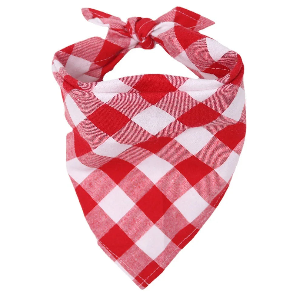 Premium Large Cotton Plaid Dog Bandana – Washable Pet Scarf Bow Tie Collar for Dogs, Cats & Puppies