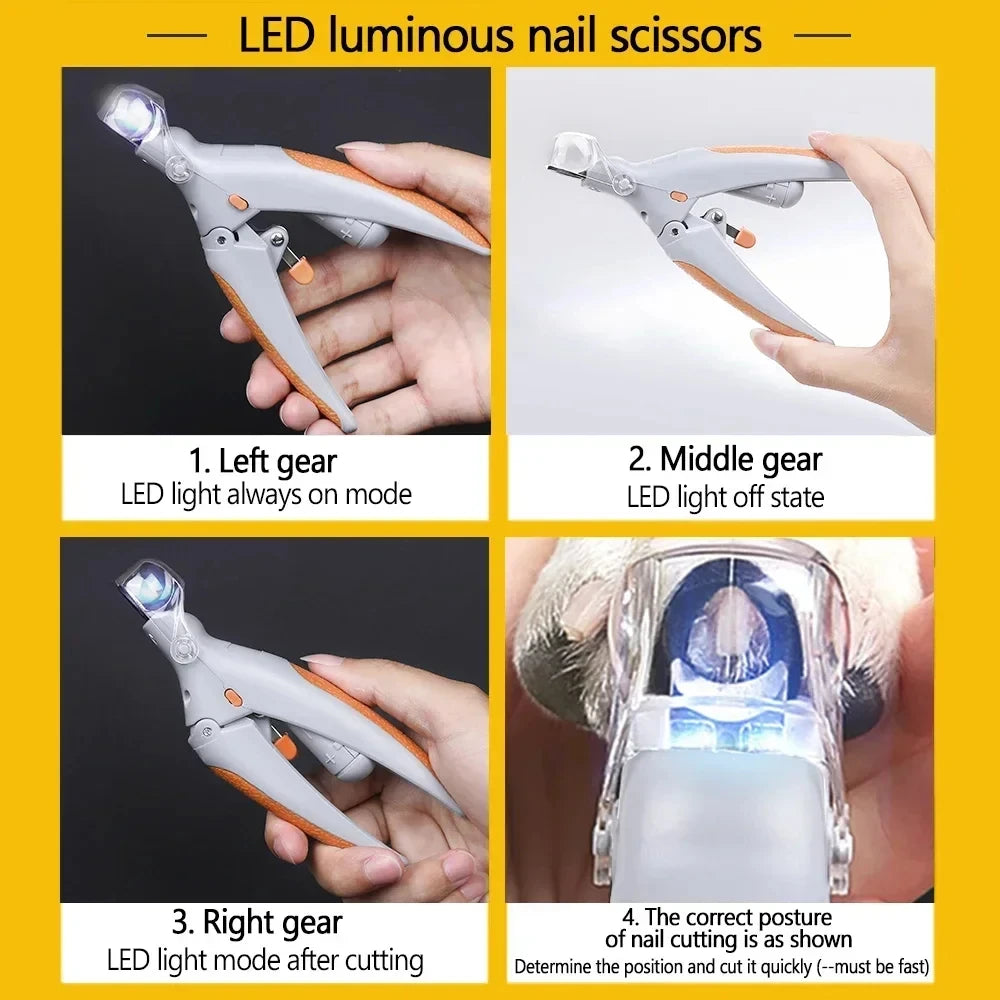Professional Pet Nail Clippers with LED Light