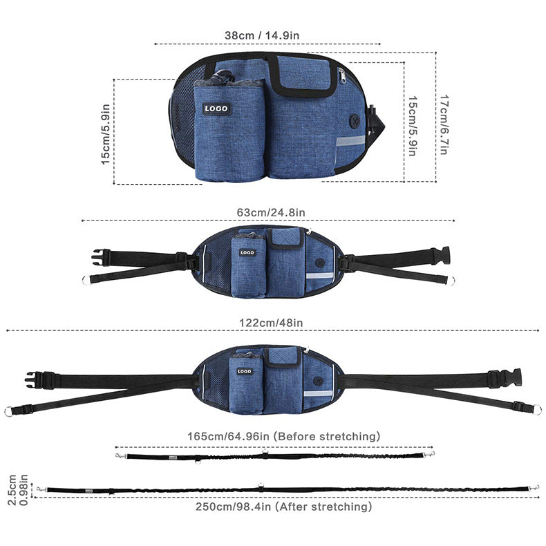 Dog Training Leash Waist Bag Hands-Free Outdoor Pet Running