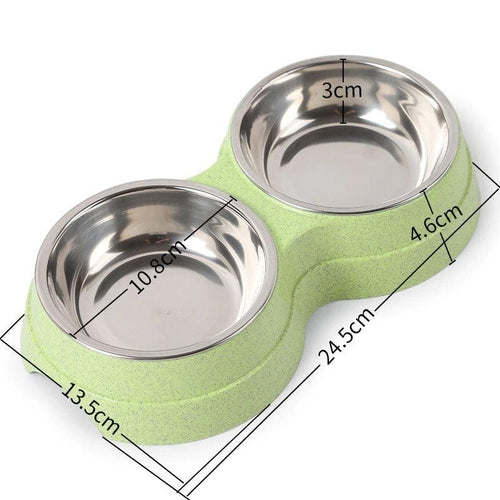 Stylish Stainless Steel Double Pet Feeder - Premium Food And Water