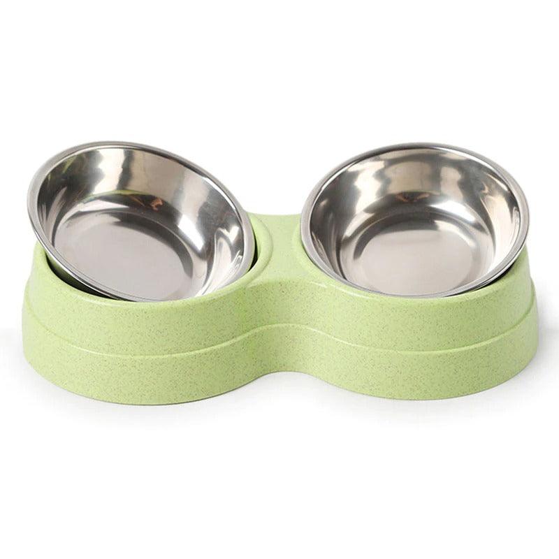Stylish Stainless Steel Double Pet Feeder - Premium Food And Water
