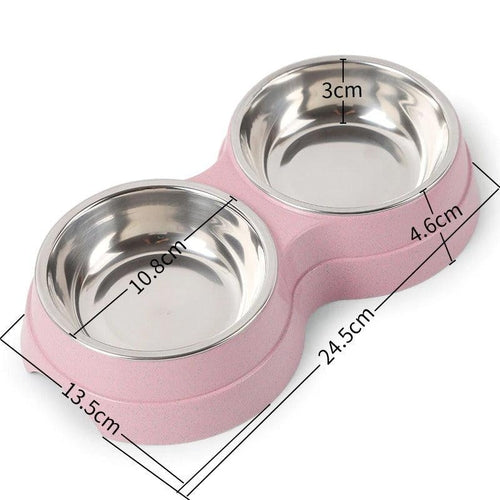 Stylish Stainless Steel Double Pet Feeder - Premium Food And Water