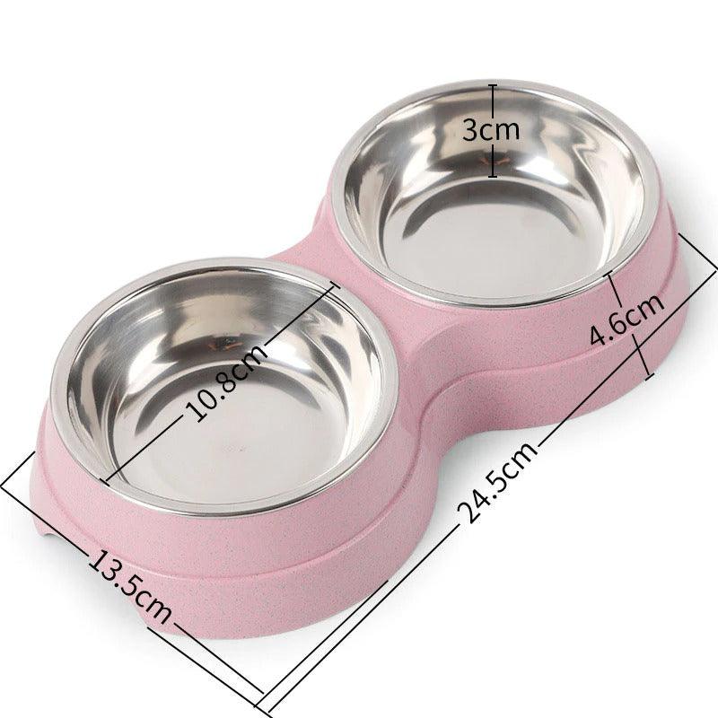 Stylish Stainless Steel Double Pet Feeder - Premium Food And Water