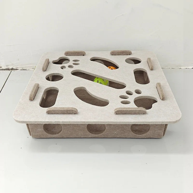 Interactive Felt Cat Puzzle Toy with Ball