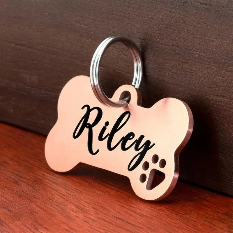 Bone Shaped Personalized Pet ID Tag for Dogs & Cats – Anti-Lost Collar Pendant with Free Engraving