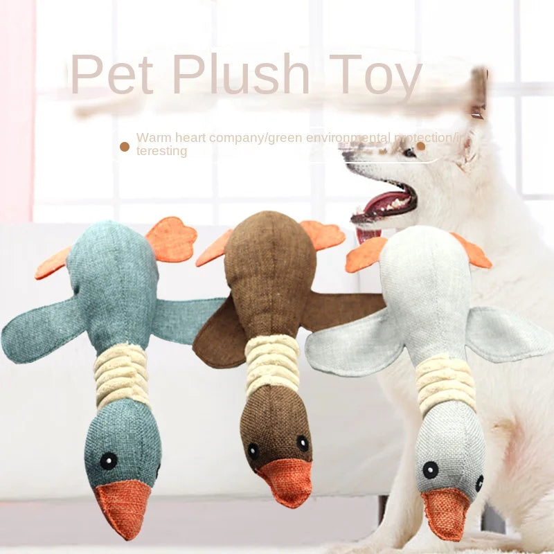 Bite-Resistant Squeaky Goose Toy for Dogs & Cats