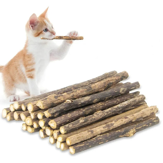 Natural Matatabi (Silvervine) Cat Chew Sticks – 15pcs Dental Treats for Cats