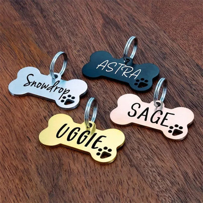 Bone Shaped Personalized Pet ID Tag for Dogs & Cats – Anti-Lost Collar Pendant with Free Engraving