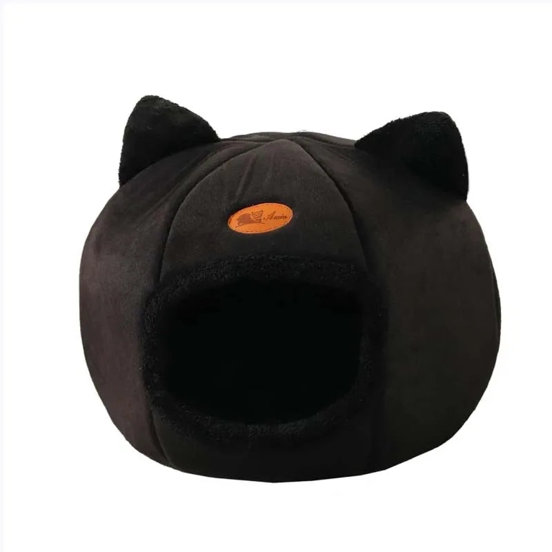 Cat Head Shape Cat House – Cute, Warm & Non-Slip Semi-Closed Sleep Cave