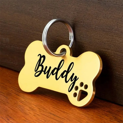Bone Shaped Personalized Pet ID Tag for Dogs & Cats – Anti-Lost Collar Pendant with Free Engraving