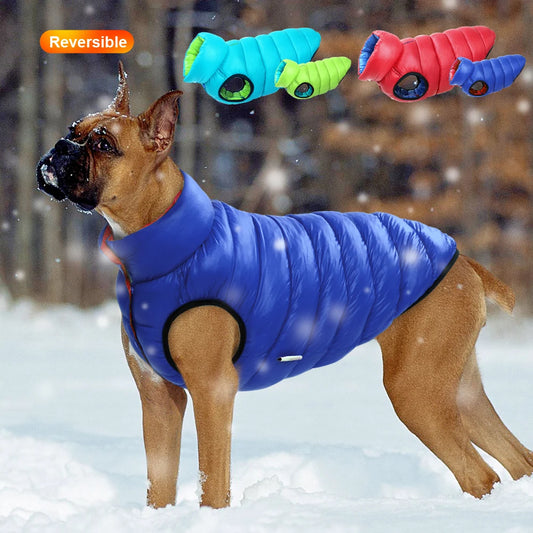 Warm Reversible Waterproof Winter Dog Jacket (3-Layer Thick)