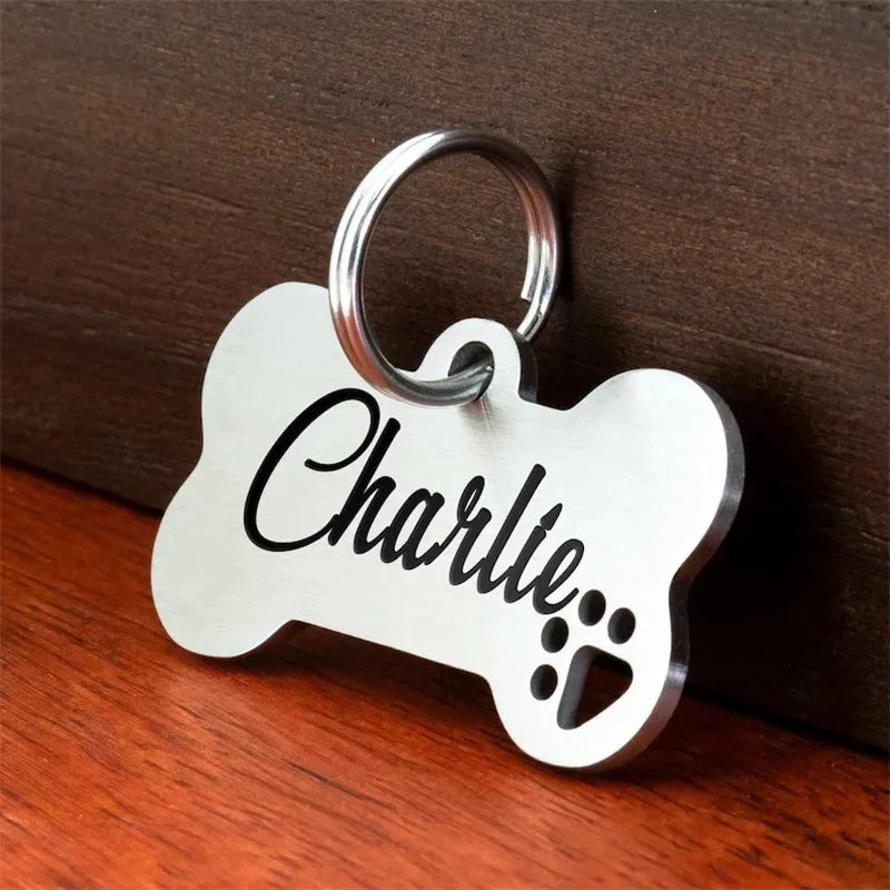Bone Shaped Personalized Pet ID Tag for Dogs & Cats – Anti-Lost Collar Pendant with Free Engraving