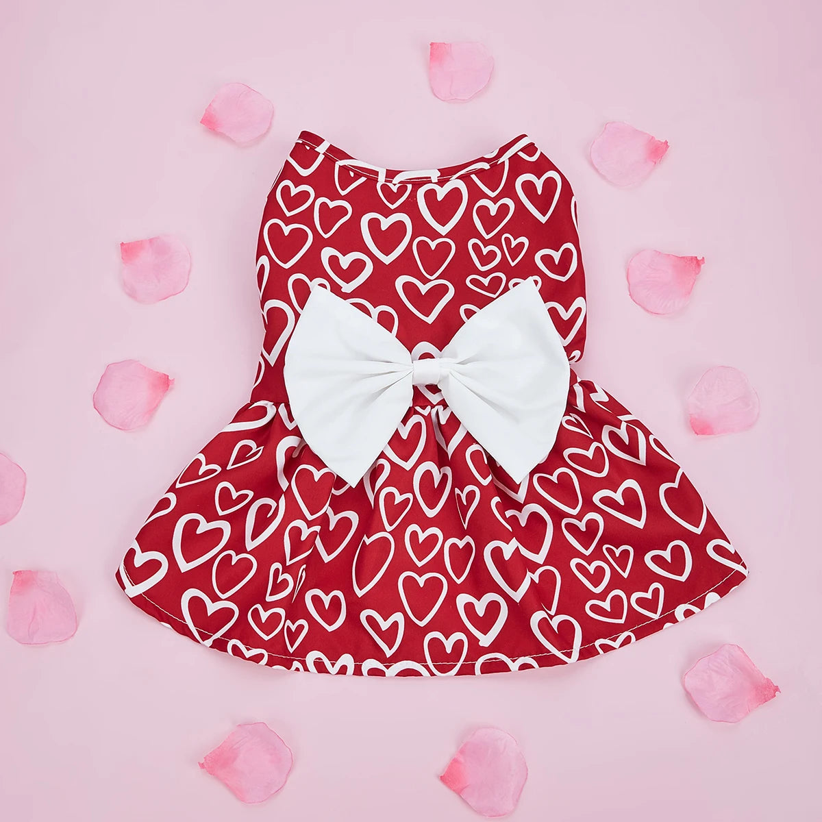 Valentine’s Day Pet Dress with Heart Design & Bow ❤️🐾
