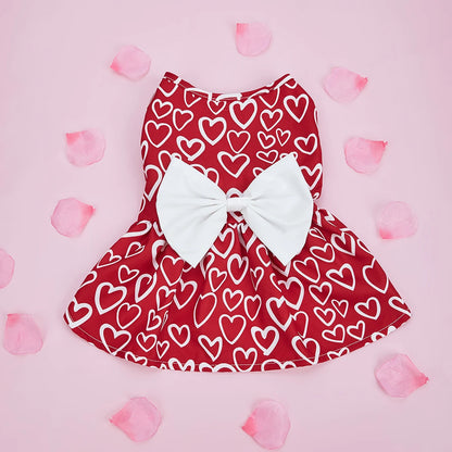 Valentine’s Day Pet Dress with Heart Design & Bow ❤️🐾