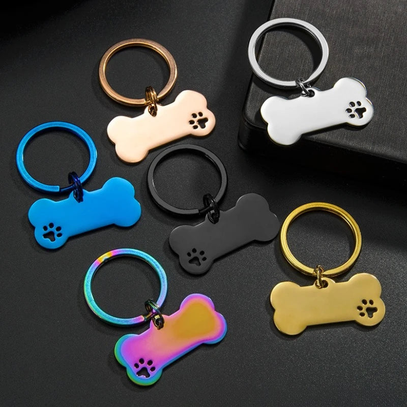 Bone Shaped Personalized Pet ID Tag for Dogs & Cats – Anti-Lost Collar Pendant with Free Engraving