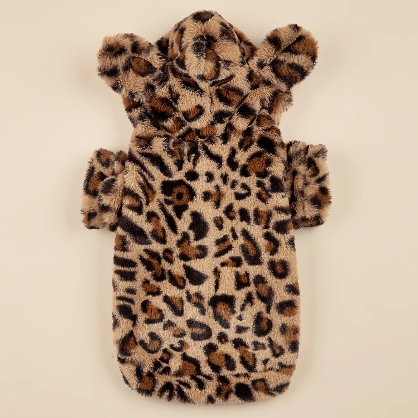 Leopard Plush Dog Hoodie for Small & Medium Dogs