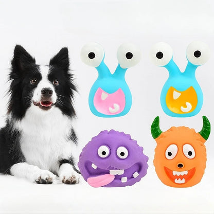 Pet Latex Toy Cartoon Alien Monster - Dog Chew Toy, Bite-Resistant, Squeaky, for Puppies Small Dogs, Teething Cleaning,
