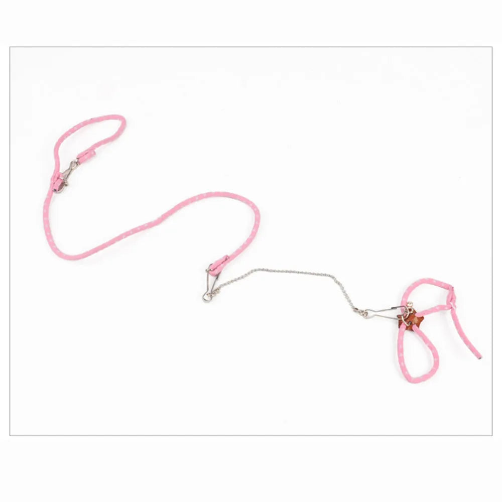 Adjustable Soft Harness & Leash Set for Small Pets – With Bell