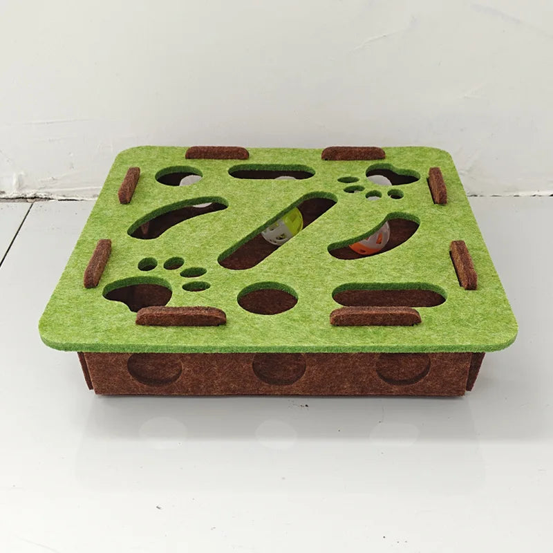 Interactive Felt Cat Puzzle Toy with Ball