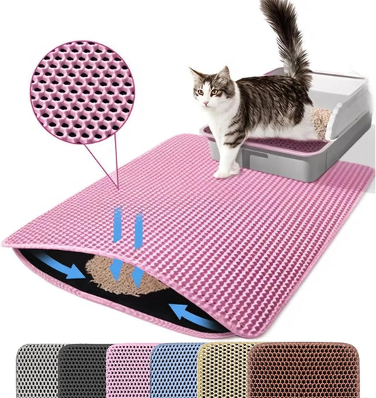 Double Layer Cat Litter Mat – Waterproof, Non-Slip, Wear-Resistant Pet Litter Box Mat