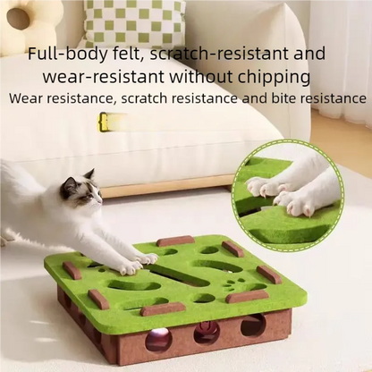 Interactive Felt Cat Puzzle Toy with Ball