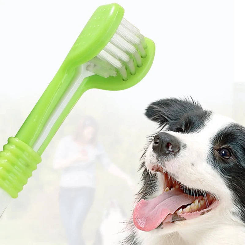 Pet Cleaning Toothbrush Cat Dog Beauty 3-Headed Toothbrush Clean Remover Teeth Stones Scraper Pet Cleaning Supplies