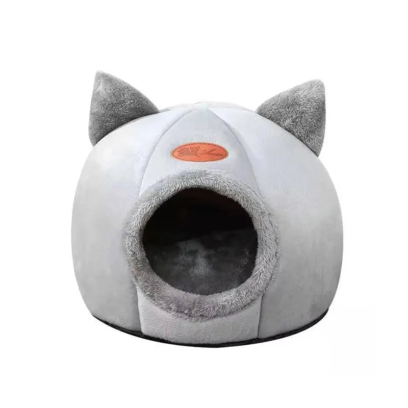 Cat Head Shape Cat House – Cute, Warm & Non-Slip Semi-Closed Sleep Cave