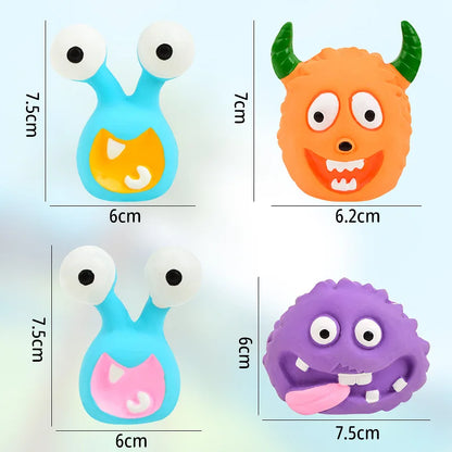 Pet Latex Toy Cartoon Alien Monster - Dog Chew Toy, Bite-Resistant, Squeaky, for Puppies Small Dogs, Teething Cleaning,
