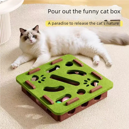 Interactive Felt Cat Puzzle Toy with Ball