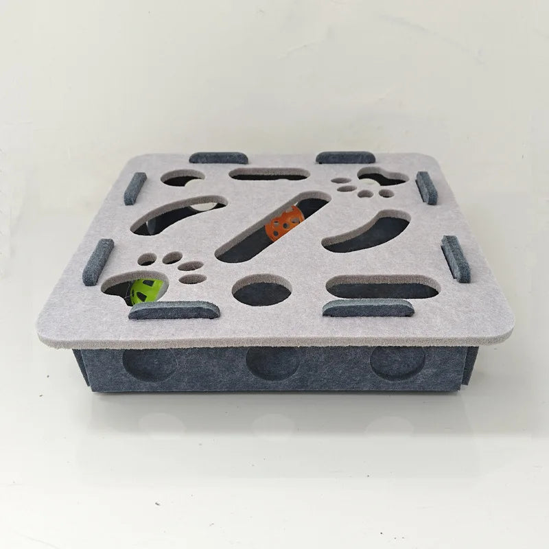 Interactive Felt Cat Puzzle Toy with Ball