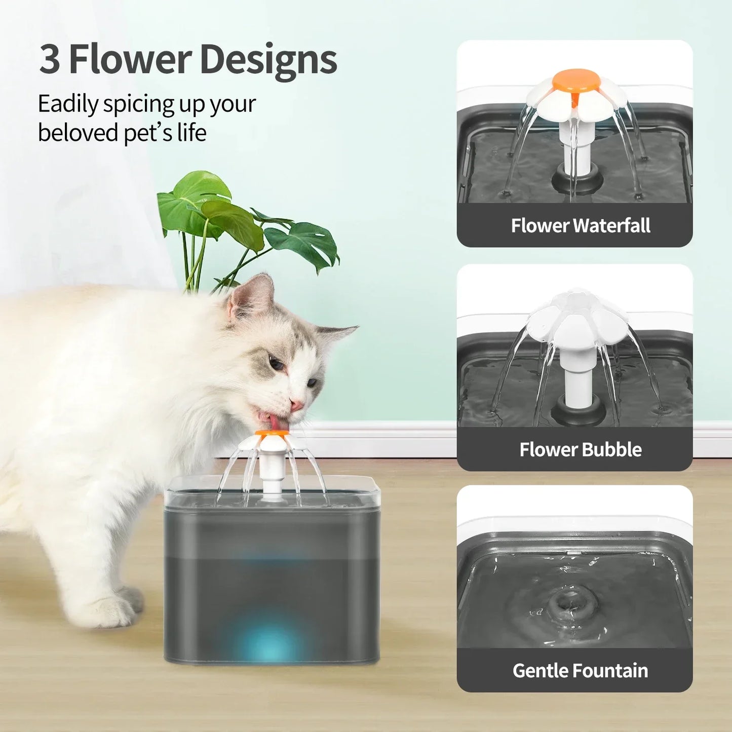 Automatic 2L Cat Water Fountain with LED – Ultra-Silent for Cats & Small Dogs