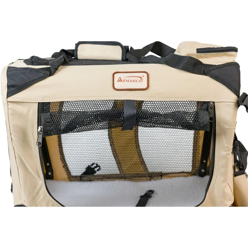 Folding Dog Crate Pet Travel Carrier - Beige