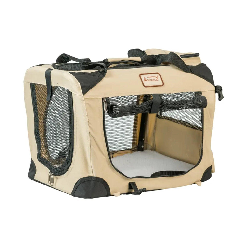Folding Dog Crate Pet Travel Carrier - Beige
