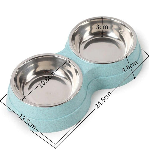 Stylish Stainless Steel Double Pet Feeder - Premium Food And Water