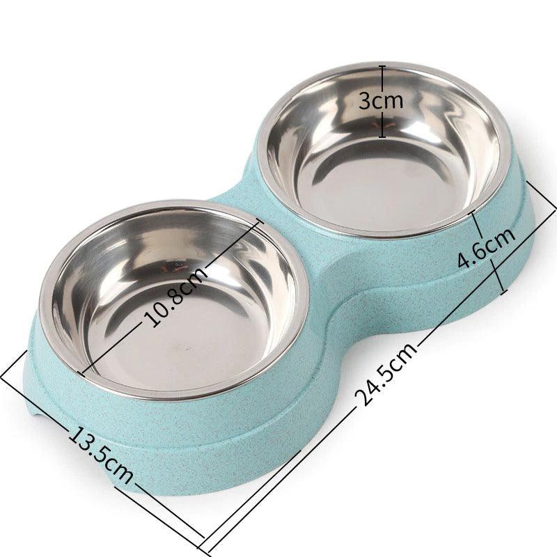 Stylish Stainless Steel Double Pet Feeder - Premium Food And Water