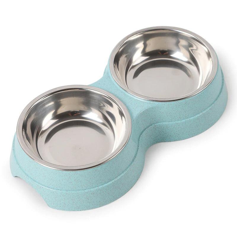 Stylish Stainless Steel Double Pet Feeder - Premium Food And Water