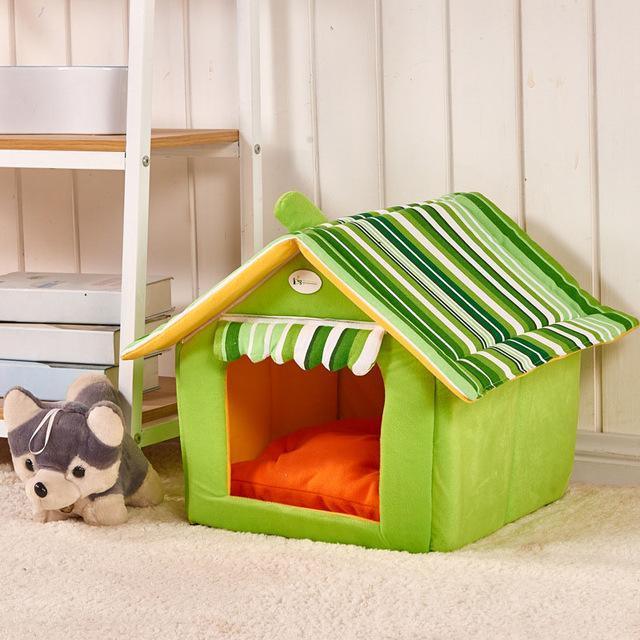 Cozy Striped Foldable Pet House And Bed