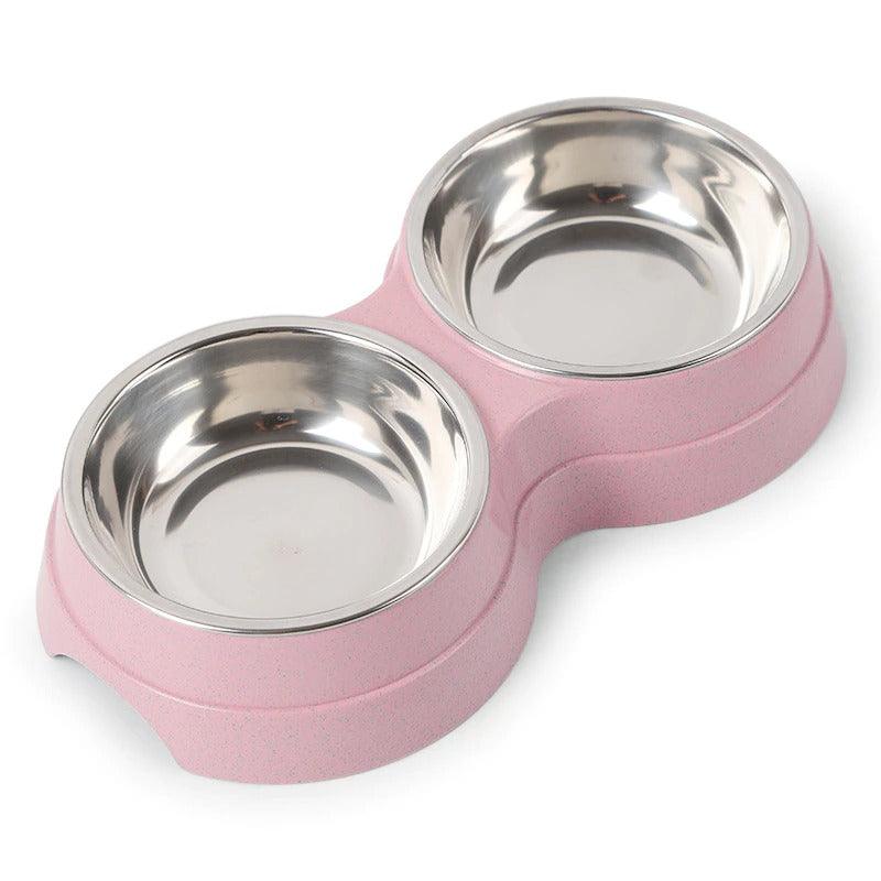 Stylish Stainless Steel Double Pet Feeder - Premium Food And Water