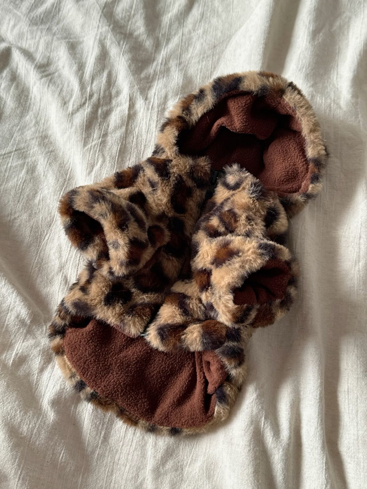 Leopard Plush Dog Hoodie for Small & Medium Dogs
